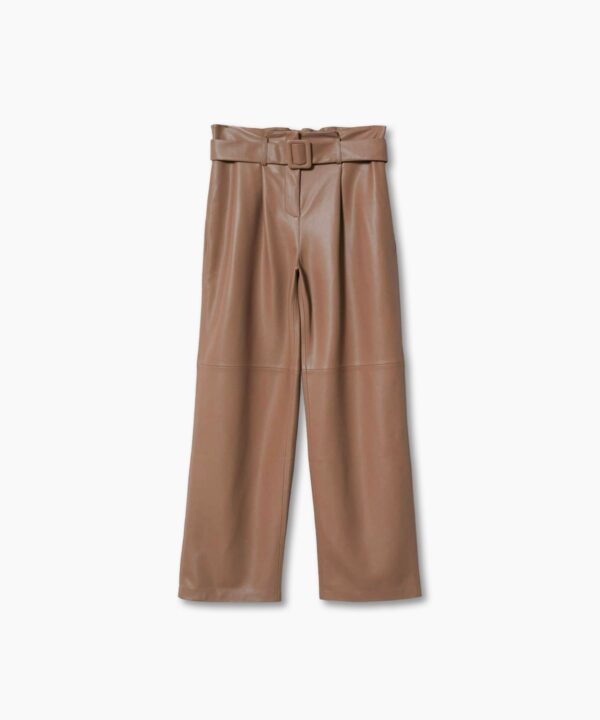 Leather-effect straight trousers